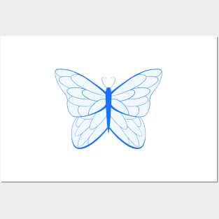 Blue Simple Butterfly Posters and Art